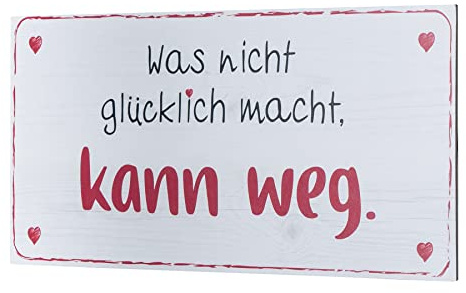 levandeo Wandbild 40x20cm Glücklich Glück Spruch Deko Wandschild Bild Dekoschild Schild Wanddeko Geschenkidee