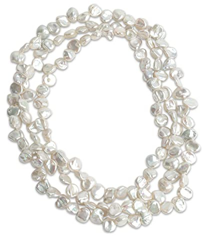 Damen Perlenkette Süßwasser Zuchtperle Barock Keshi - Secret & You - Barocke Keshiperlen 7-9 bis 10-11 mm - 120 cm lang