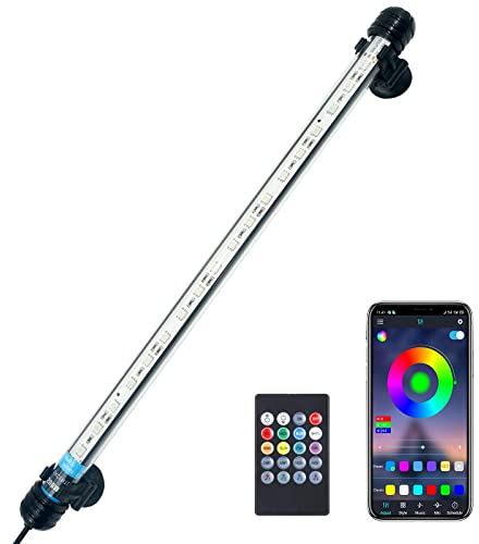 VARMHUS LED Aquarium Beleuchtung,Aquarium Licht mit APP Steuerung Fernbedienung,Aquarium LED Lampe RGB Farbwechsel zum Beleuchten von Aquarienpflanzen DIY Vollspektralfarbe Zeitkontrolle 38cm