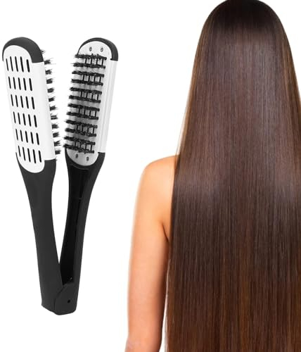 Spazzola per Capelli Con Setola Cinghiale Doppia Faccia Pinza Lisciante Traspirante per Spazzola Lisciante per Capelli Spazzola Slick Back per Parrucchieri per Acconciature Liscianti 9.3 X 2.0in