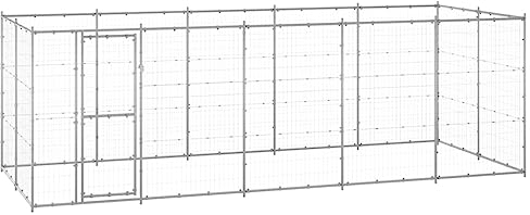 vidaXL Outdoor Hundezwinger Verzinkter Stahl 12,1m² Hundekäfig Hundehütte