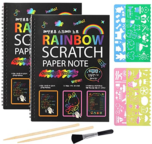 JIEYAN Kratzpapier, 2 Stück, Schwarz, 25,9 x 19,1 cm, 20 Blatt pro Buch, Kunst- und Bastelbedarf