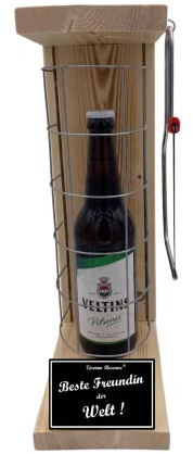 Veltins Pilsener Persönliches Geschenk beste Freundin Weihnachten Eiserne Reserve Gitterkäfig Biergeschenk Text s/w Beste Freundin der Welt Bier (1 x 0.5 l)