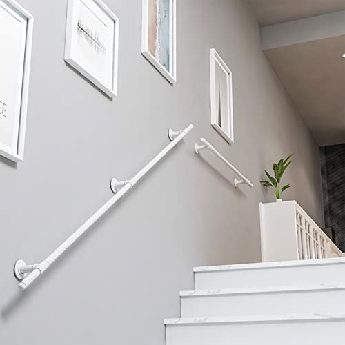 Pasamanos para escaleras de metal blanco Montado en la pared Pasamanos Barandillas Escaleras Barandilla Pasamanos Interior Exterior Agarrar Baranda Hogar Baño Pasillo Barra de soporte antideslizante