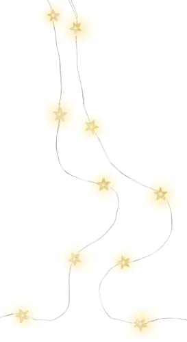 goobay 60332 20er LED-Silberdraht Lichterkette/Sterne/Lichterkette mit Timerfunktion/Warmweiß (3000 K) / Batteriebetrieben, Transparent, Silber