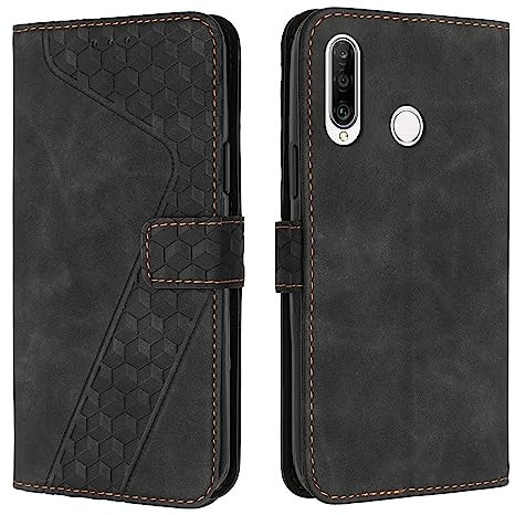 YIRRANZD Funda para Huawei P30 Lite, Funda Tapa Libro Movil Carcasa PU Cuero [Ranura para Tarjeta], Flip Caso Cubierta Case Funda para Huawei P30 Lite (Negro)