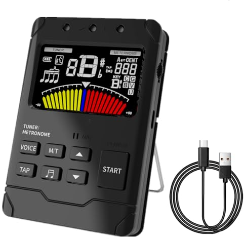Digitales Metronom und Stimmgerät und Tongenerator 3 in 1, Schnelles und Genaues Stimmen, Drei Beat-Sounds zur Auswahl, Eingebauter Akku, Geeignet für Gitarre Bass Saxophon Klarinette, etc
