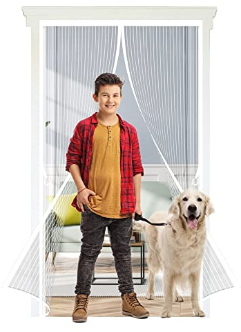 Screen Doors with Magnets 50 x 50 cm, Anti Mosquito Fly Curtain Door Screens Nets, Shuts Automatically for Patio Door, Sliding Door, Double Door, French Door, White