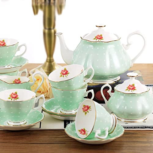 Servizio da tè per adulti Set di 6 tazze da tè e piattini vintage con servizio da tè in porcellana tazze da tè e piattini per tè e caffè pomeridiano decorazione