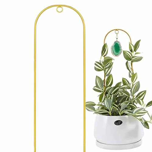 Stronrive Indoor Plant Trellis | Arched Shape Metal Trellises - Gold Plant Trellis Plant Support Stakes with Agate for Vine Pothos Ivy Philodendron Garden Pot Climbing Decor
