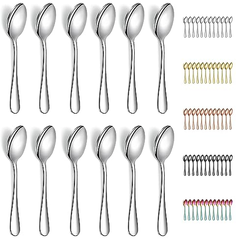 Evanda Teelöffel 12er 14cm, Kaffeelöffel aus Edelstahl, Espressolöffel, Dessertlöffel, Kleine Löffel, Besteck für Tee, Kaffee, Dessert, spülmaschinenfest