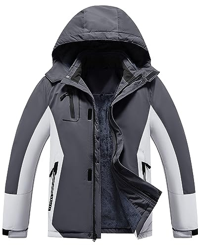 Dr.Cyril Kid's Waterproof Ski Jacket Warm Fleece Lined Hooded Boy's and Girl's Winter Jacket Breathable Removable Coat