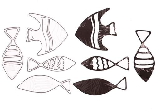 Stanzenshop Stanzschablone Vier kleine Fische, Tiefsee, Meer, Tiere, Stanzformen, Schablonen, Scrapbooking, Kartenherstellung, DIY, Prägeschablonen, Papierkarten, Cutting Dies