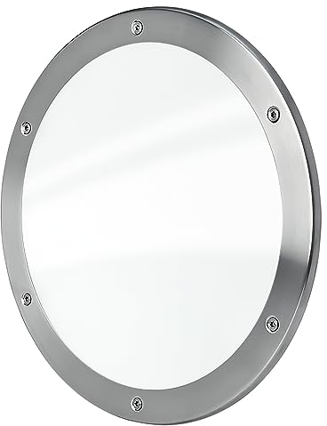 MLS Hublot B5000, Fenêtre de Porte en Acier Inoxydable, Verre de Sécurité Feuilleté, Montage Direct Sur Panneau de Porte, Sans Découpe, Vis Visibles d'un Côté, 1 Pièce, 1 Anneau Ø 250 mm, Verre Clair