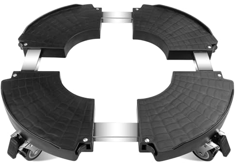 Fousenuk Pflanzenroller Einstellbare 40-58.5 cm, Rollbrett Pflanzen Tragkraft 250kg, Blumenroller Rund mit 360 ° Drehbare Rädern, Gefäßroller Schwarz für Große Pflanzgefäße im Innen und Außenbereich