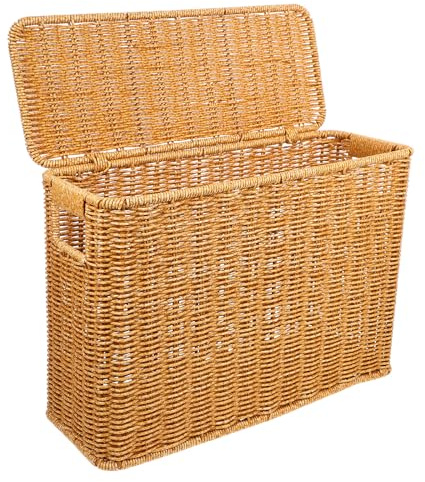 BESTonZON Geflochtener Aufbewahrungskorb Mit Deckel Und Griff Dekorativer Storage Basket Für Zeitschriften Spielzeug Und Küchenutensilien Woven Storage Container Für Vielseitige Nutzung