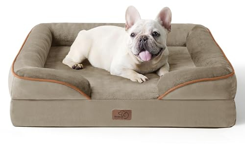 Bedsure Panier Chien Moyen Taille - Canapé Chien Orthopedique et Dehoussable, Lit pour Animaux Lavable, Anti-dérapant et Ultra Doux Brunâtre, Taille 71x58x16.5 cm