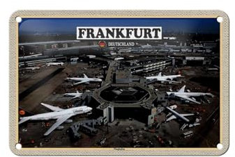 FEMER Blechschild Städte Frankfurt Flughafen Airport 18x12cm Dekoration