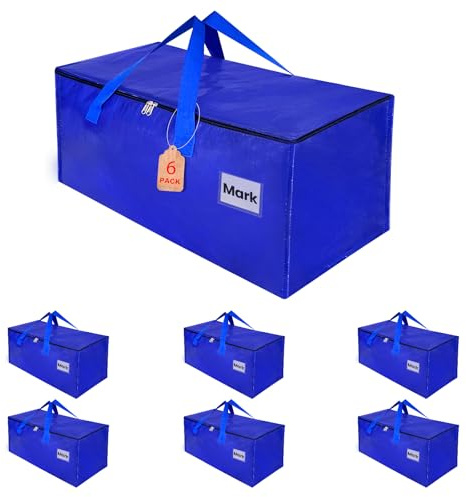 ZFWDSY Moving Boxes 6 Pack,Clothes Storage Large Moving Bags | 93 Liters Moving Totes with Handles for Christmas Decorations Bedding Duvet Toys Storage, College Dorm Moving Essentials