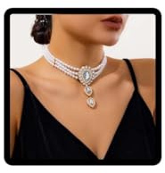 Carufin Retro Perlenkette Armbänder Braut Hochzeit Halskette Armbänder Kristall Halskette Brautschmuck Zubehör für Frauen Mädchen