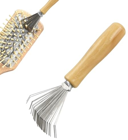 Nettoyant pour Peigne à Cheveux, Brosse Nettoyante pour Nettoyer Peignes, Outils de Nettoyage pour Peignes avec Manche en Bois pour nettoyer les brosses, peignes, tapis de bain, tapis