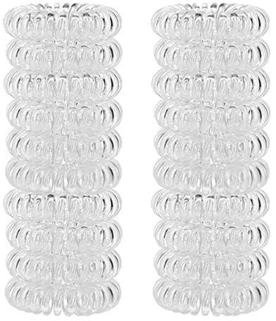 CQLIIIA 20 Pcs Clear Spiral Hair Ties No Crease Coil Elastic Hair Ties for Women No Damage Ponytail Holders