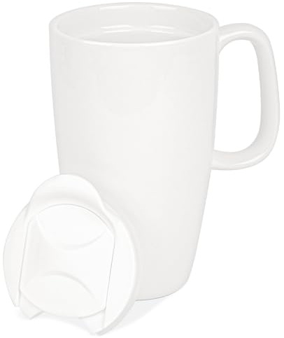 Linkidea 47 cl keramisk kaffemugg med skjutbart lock, stor mugg med handtag, återanvändbar dryckesmugg, mikrovågs- ​​och diskmaskinssäker