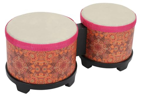 XUXHOU Bongos, 5-Zoll-6-Zoll-Kombinations-Bongo-Trommel-Set, Rot, Hand-Bongo-Trommel, Einzigartiges Hand-Percussion-Begleitinstrument für Kinder und Erwachsene