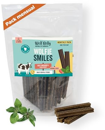 Wolf Belly - Hundeleckerli Getreidefrei (28 Stück) 89% Rindfleisch | Zahnpflege & Frischer Atem | Mit Ascophyllum Nodosum | Leckerer Fleischgeschmack | Proteinreich - Made in Europe