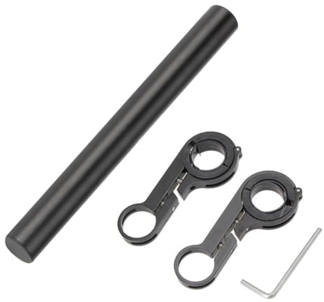 Fkereg Bicycle Handlebar Extender, 7.9 Inch Double Clamp Mount Handle Bar Extension for Bike, Aluminum Alloy Handlebar Extensions Bracket for Bicycle, Cycling Equipment Attachment, Black