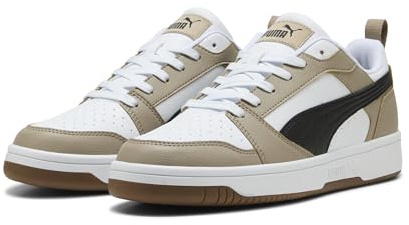 PUMA Rebound V6 Low Unisex Sneaker, Puma Weiß Puma Schwarz Eiskaffee, 46 EU