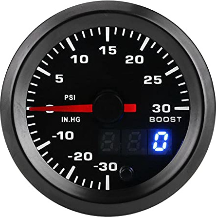 Misuratore di Pressione Turbo Boost LED Universale 2 Pollici/52 Mm a 7 Colori PSI con Display Digitale e Puntatore - Ideale per Pressione Turbo, Monitoraggio Boost