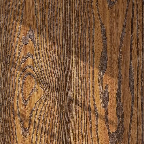 Shackcom Brown Wood Floor Tiles Peel & Stick, 2 Roll 15.7x 118.11 Self Adhesive Wood Grain Contact Paper, 3D Effect Waterproof Removable Wood Wallpaper for Home Bedroom Countertops Cabinets Decor