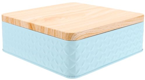 PartyKindom Kasten Kuchenbox Aus Eisen Korb Luftdicht Mikrowelle Teller Kekse Kanister Behälter Verpackung Bausatz Spender Portion Weihnachtsleckerei Dose Weißblech Sky-blue
