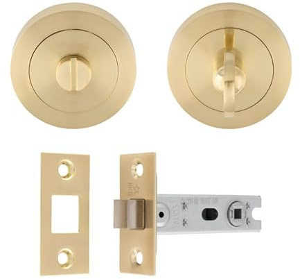 Ultimate Door Privacy Pack in Satin Brass | Includes Turn and Release, 76mm Tubular Deadbolt and All fixings - UDP/BATH30/SB