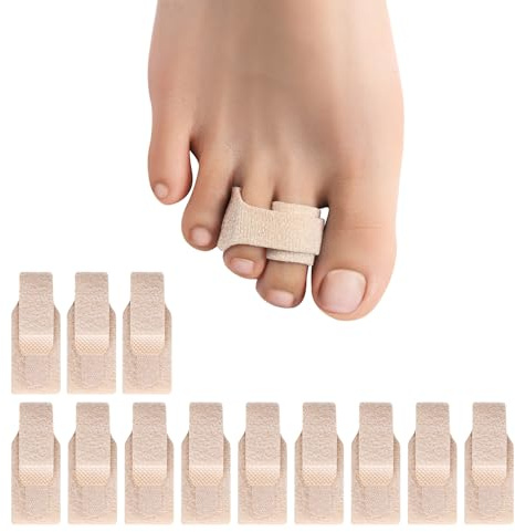 Welnove Enderezador de dedos en martillo, paquete de 12 vendas rotas, corrector de dedos en martillo para mujeres, férulas para dedos torcidos, dedos rizados, dedos doblados (grande, beige)