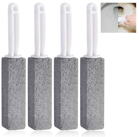 Hsyadazi Lot de 4 pierres ponces pour toilettes – Pierre de nettoyage pour WC, douche et cuisine – Détartrant tenace et urine – Avec poignée (blanc) – Idéal pour salle de bain, piscine et barbecue