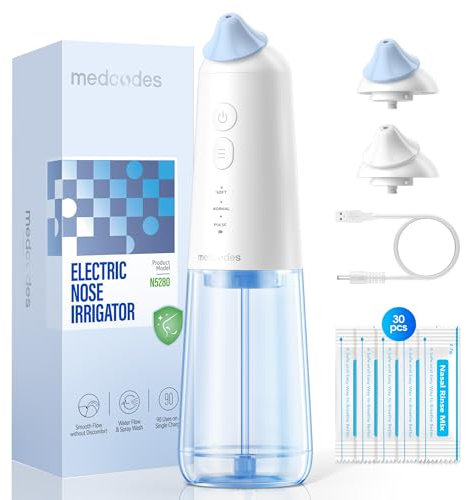 Medcodes Sistema di irrigazione nasale, Bottiglia di risciacquo sinusoidale pulsante senza fili, Macchina di risciacquo nasale per la cura dei seni e del naso, Pulitore elettrico del naso (Large B)
