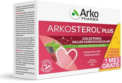 ARKOPHARMA Arkosterol Plus Levadura Roja de Arroz Q10 Vegetal 90 Cápsulas | Con Monacolina K, Coenzima Q10 y policosanoles. Ayuda a controlar el colesterol. 100% vegetal, 1 cápsula al día.