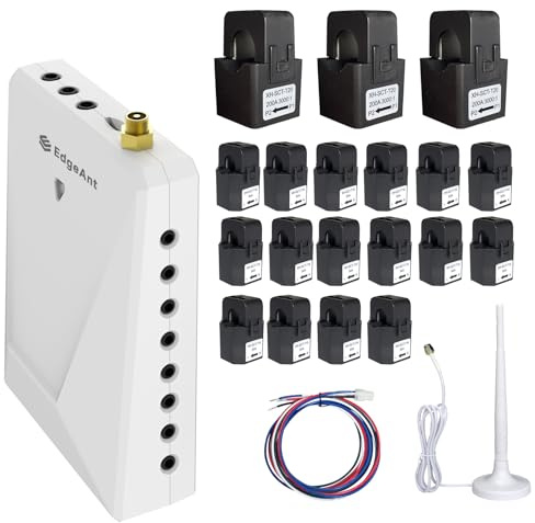 Smart Home-Energiemonitor mit 16 50-A- und 3-200-A-Stromkreispegelsensoren, präziser Echtzeit-Energieverbrauchsverfolgung, WiFi-Zähler, Solar-/Nettomessung, 2,4-GHz-WLAN