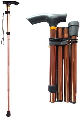 Foldable Walking Sticks - Foldable Walking Stick With Adjustable Height - Collapsible And Lightweight - Soft Ergonomic Handle For Comfortable Grip For Men,Women,Mobility Aid (Khaki)