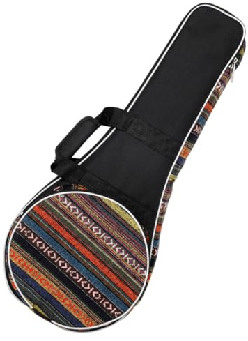 BAZEITFLOW Nationalstil Mandolinentasche aus Oxfordstoff mit Dicker Polsterung Praktischer Doppelrucksack für Reisen und Bequemes Tragen