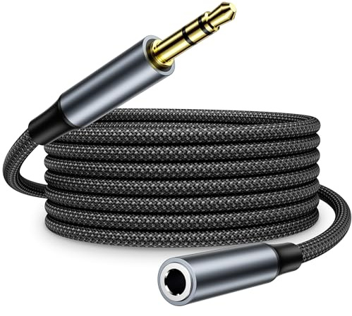 Pamker Alargador Jack 3.5mm, Cable Audio Alargador Extensión 3M Nylon Trenzado Jack 3.5mm Micro y Audio Macho a Hembra para Auriculares,Altavoces,Cascos,TV,Laptop,Móvil,MP3 Player,Switch,PS5,PS4