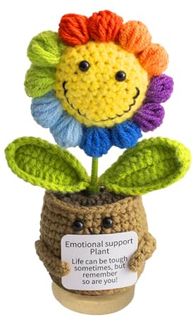 Wekuw Emotionale Unterstützung Sonnenblume Pocket Hug Sonnenblume Crochet Doll with Positive Card Pocket Hug Sonnenblumen Geschenke für Mädchen Jungen Geburtstagsfeier Geschenk (Sonnenblumes)