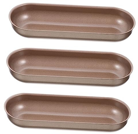 LABRIMP Moule à Hot-Dogs Lot de 3 en Acier Carbone Antiadhésif pour Four | Chauffage Homogène, Format Long, pour Repas Conviviaux et Dîners Familiaux, Pratique au Quotidien
