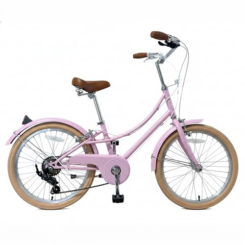 CYBIC Bicicleta de Ciudad 24/26” para Mujer, Bicicleta Urbana Retro Estilo holandés con Shimano 7V, Bicicleta Ligera de Aluminio con Cesta de ratán (Pulgadas, 24, Rosa, Pulgadas, 13)