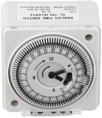 Vibsky Minuteur mécanique 24 heures AC 220 V 15 min intervalle sur rail DIN pour cuisine, pâtisserie, sous-station, centre commercial, gris