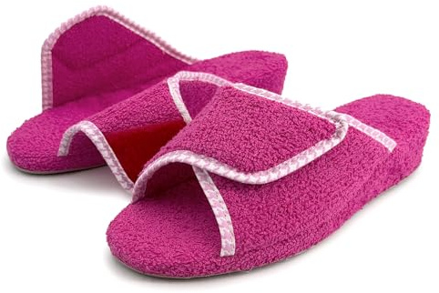 STRAPPO SOFT Pantofole Donna Spugna Aperte Davanti Ciabatte Estive da Casa Estive Zeppa Bassa Comode Suola Sughero Morbide Leggera Antiscivolo da Signora e Anziani Fuxia 36
