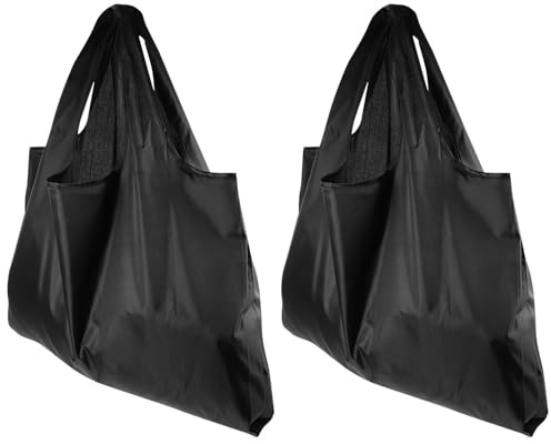 NESTINGHO 2 Pezzi Borse della Spesa Oxford Nero, Grande Capacità e Manico per Trasporto a Mano, Borse Tote Riutilizzabili per Supermercato e Viaggi