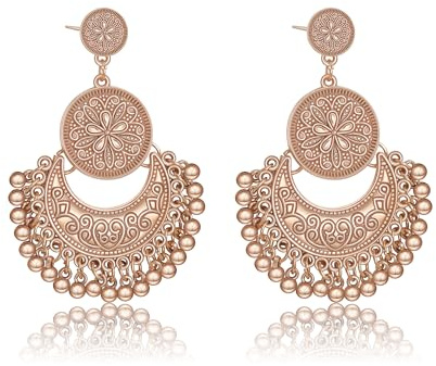 AILUOR Bohème Ethnischer Kronleuchter Quaste Hoop Ohrringe, Vintage Style Fransen Blumen Quasten baumeln Ohrringe für Frauen Lotus Mexiko Zigeuner Tropfen baumeln Ohrring für Frauen Schmuck